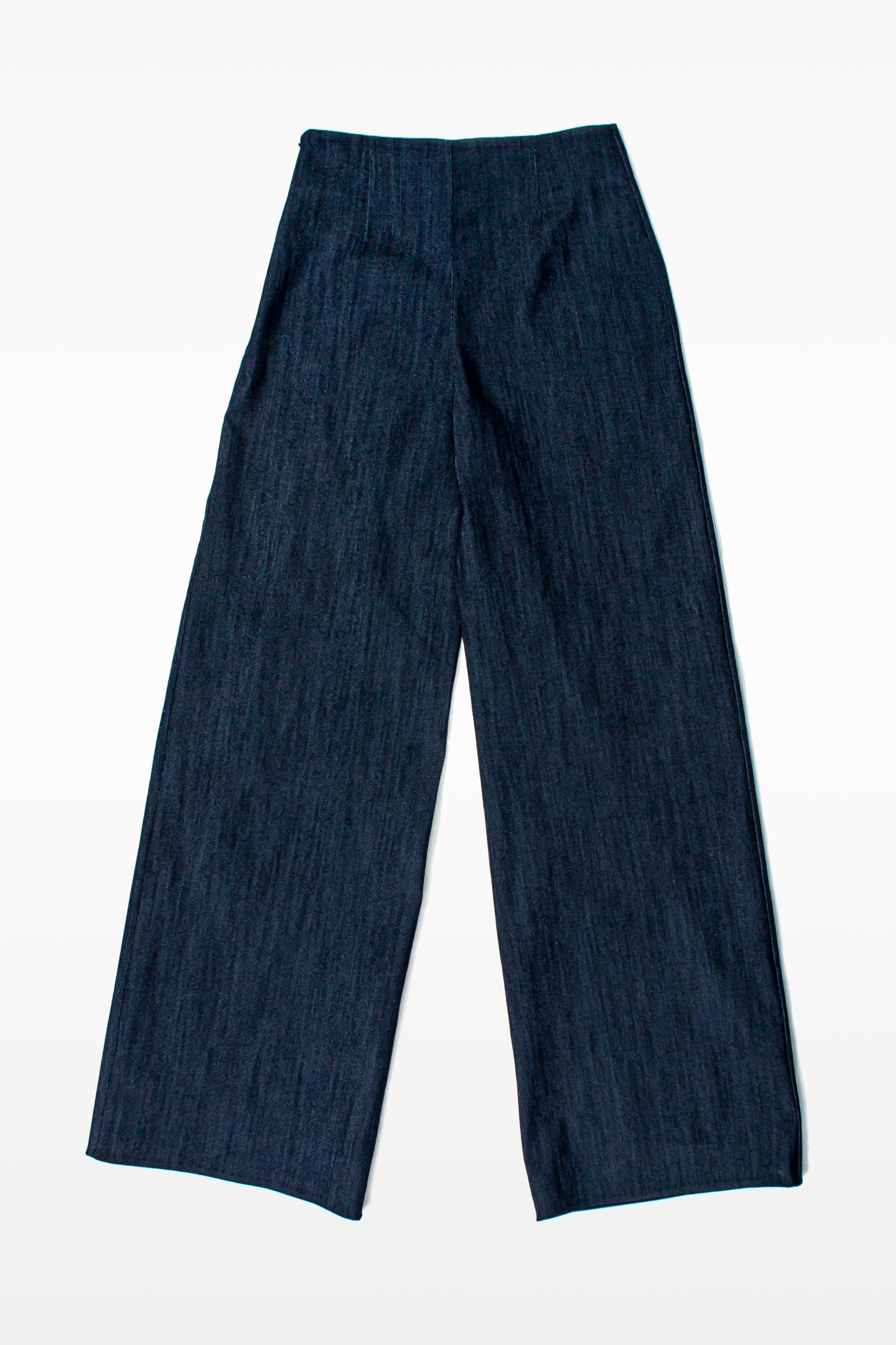 NIGHT BLUE PALAZZO JEANS WITH ECO-LEATHER INSERT