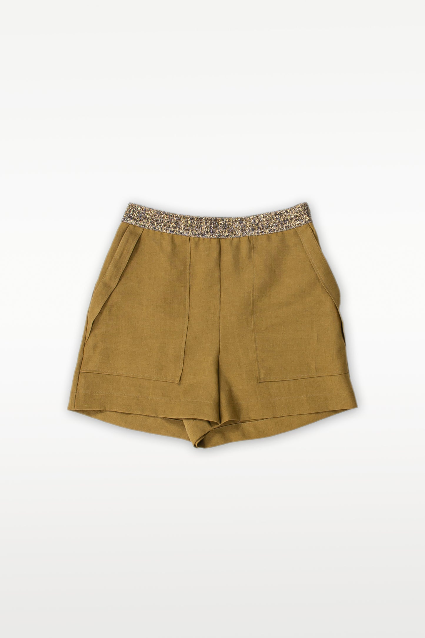 SHORTS IN LINO CON FASCIA IN VITA GLITTER