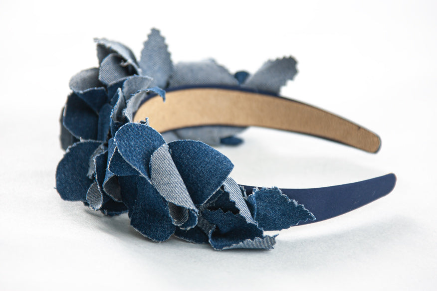 JEANS HAIR BAND WITH FLOWERS