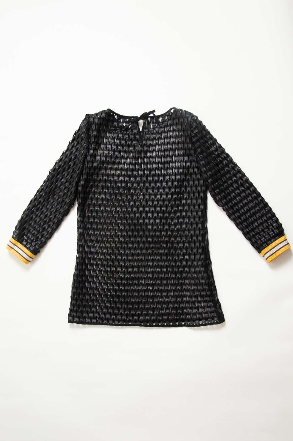 MAXI BLACK MESH SWEATER WITH TRANSPARENCIES