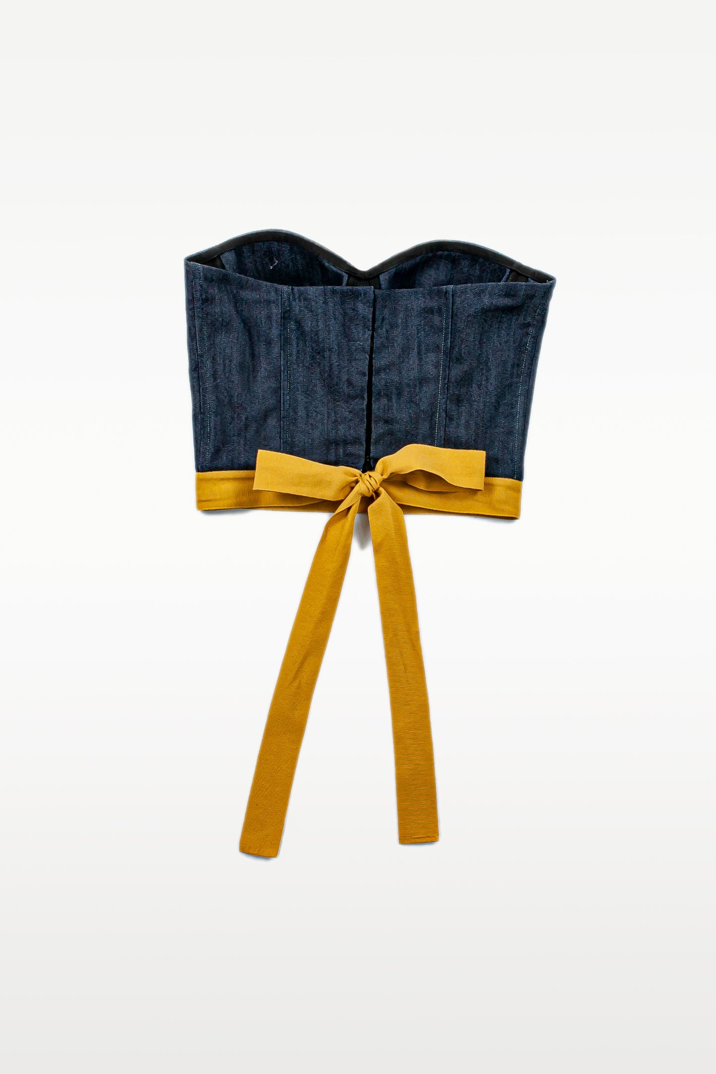 CORSETTO IN CREPE JEANS BLU NOTTE CON FIOCCO