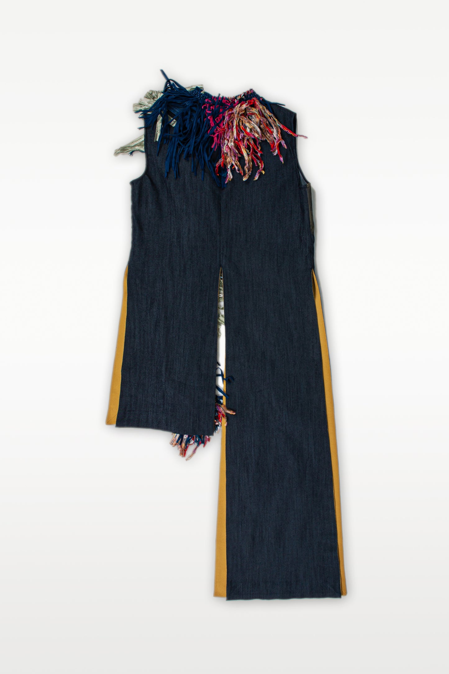 MAXI GILET IN CREPE JEANS BLU NOTTE